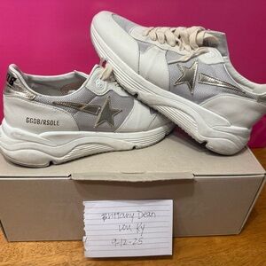 Golden Goose Women's White and Silver Star Sneakers